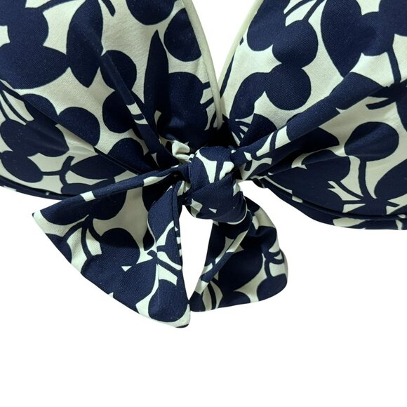 Nanette Lepore Navy Cherries Tie Front  Underwire Bikini Top Adjustable Straps M - Picture 2 of 4